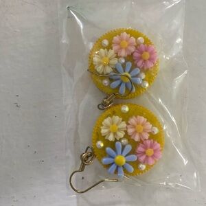 Floral Pastel Earrings handmade recycled materials set 2 pair